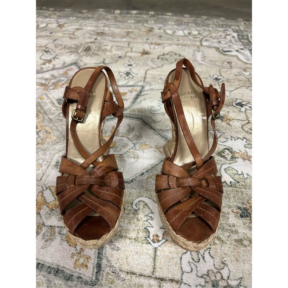 Stuart Weitzman Leather Slingback Espadrilles